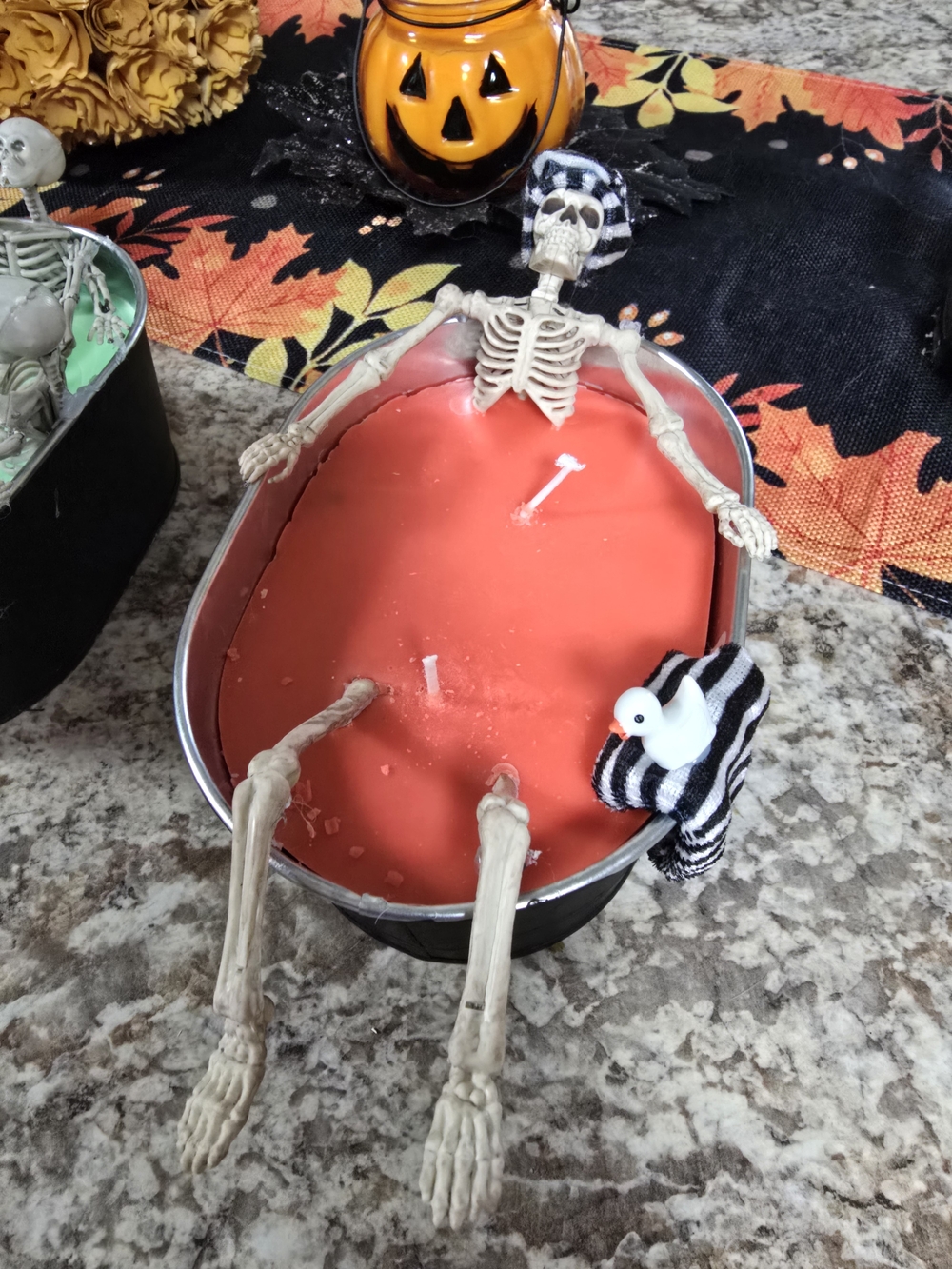 Halloween Skeleton Coffin Candle - Orange
